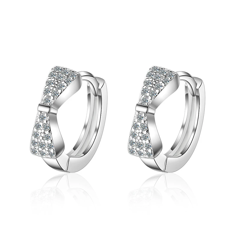 

Everoyal Charm Crystal Rose Gold Bowkbot Earrings For Women Jewelry Trendy Silver Plated Earrings Female Valentine's Day
