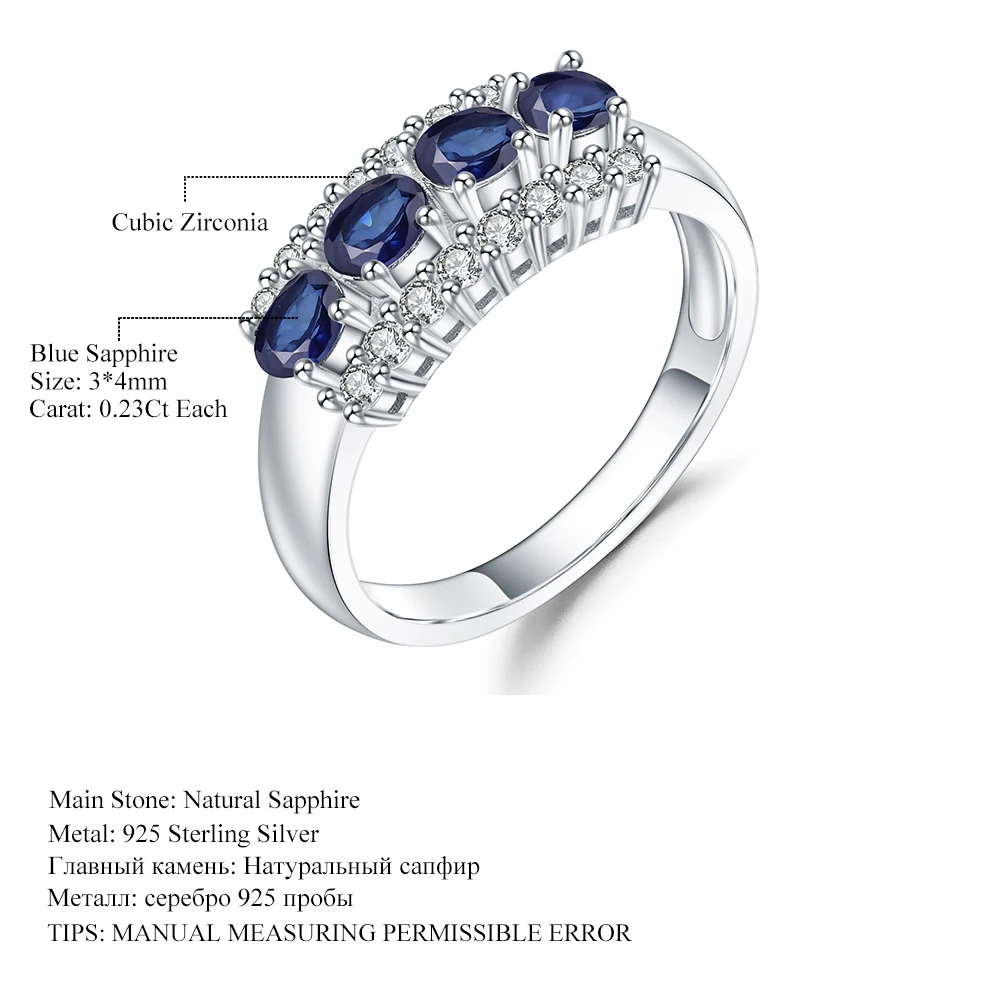 GEM'S BALLET 0.92Ct Натуральный Синий сапфир кольцо 925 пробы серебро обручальные кольца для женщин День Святого Валентина ювелирные изделия
