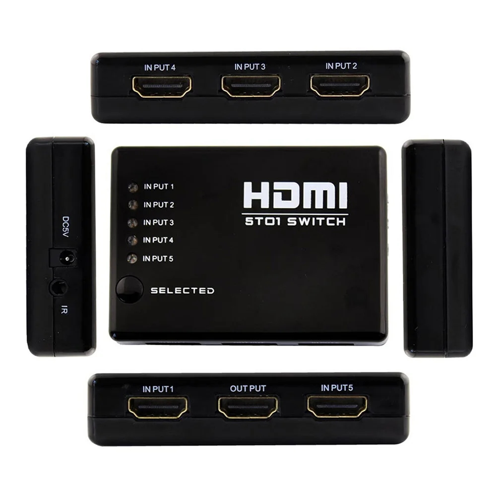 Новый 5 Порты HDMI HUB 1080 P видео HD Коммутатор Splitter Conveter адаптер с ИК-пульт коробка для