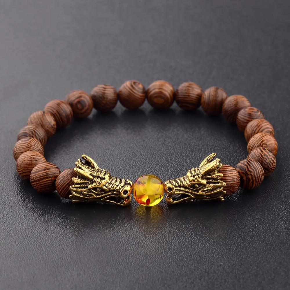 Женский браслет из золотистого и серебристого дракона|bead bracelet|wooden bead braceletbracelet women