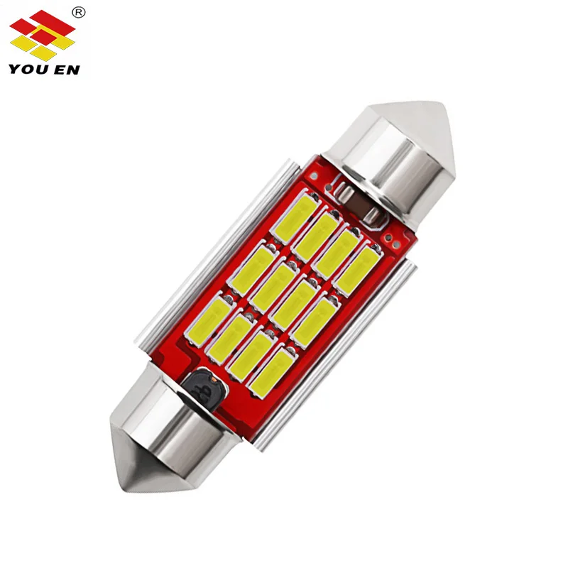 

YOUEN 31mm 36mm 39mm 41mm 6000k White 12V SMD 4014 C5W C10W Car Led Dome Light Auto Festoon Interior Reading Lamp Bulb