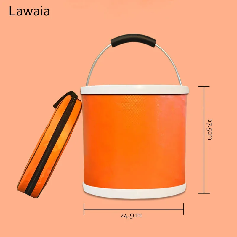 Lawaia Folding Fishing Box Bucket Portable Boat Tool Buckets Telescopic 11L 20L Orange Tackle | Спорт и развлечения