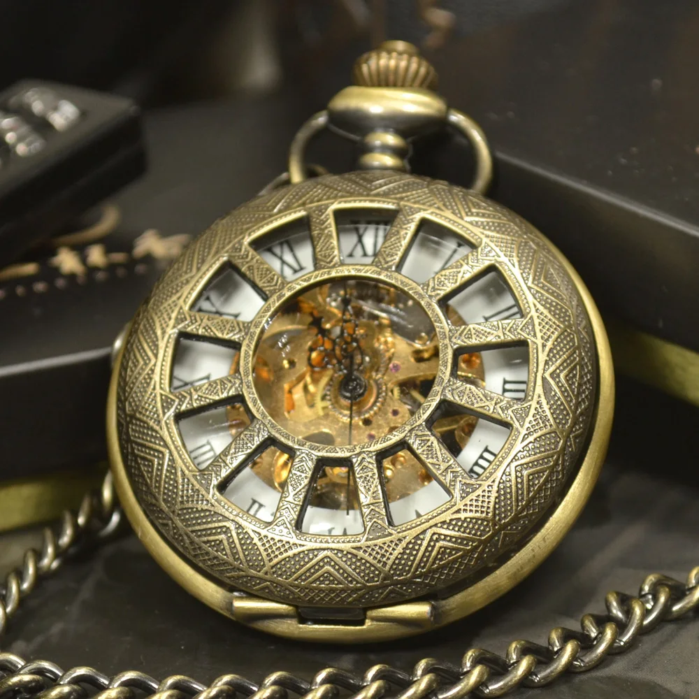 Часы карманные TIEDAN в стиле стимпанк античные бронзовые Механические