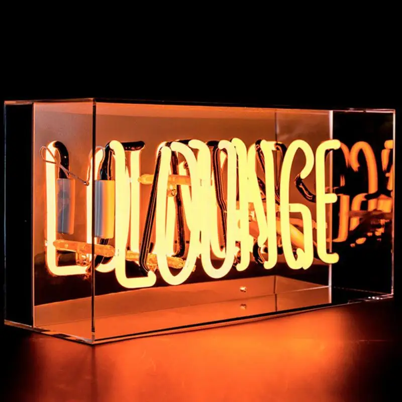 Настольная неоновая лампа Lounge Welcome Bar Hello Kisses желтый/розовый свет для помещений