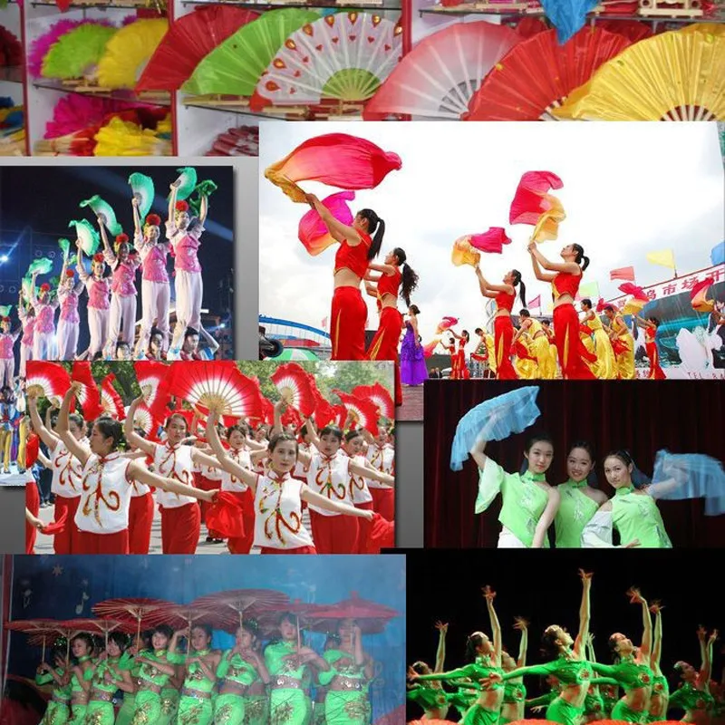 

100pcs/lot Free Shipping New Arrival Chinese dance fan silk veil 5 colors available For Wedding Party favor gift