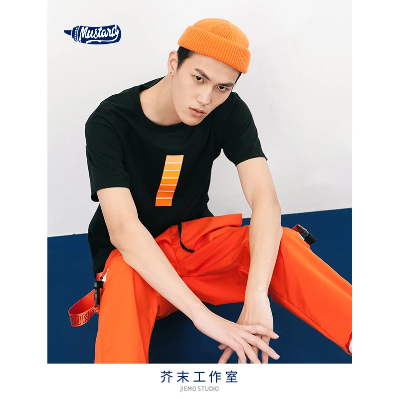 INFLATION Brand Clothing Mens Tracksuit Cotton T shirt Hip Hop Short Sleeve T-shirt Men O-neck Streetwear Tee 8119S | Мужская одежда