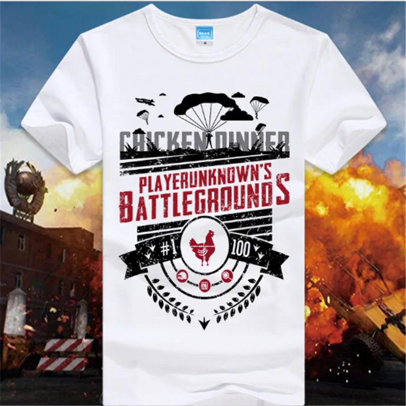 Новая игра Playerunknown's Battlegrounds PUBG Winner Chicken Dinner футболки белые хлопковые с круглым