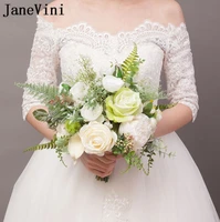 janevini 2019 romantic white bridal flower bouquet country style artificial silk roses brides wedding fake bouquet ramo de novia