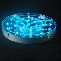 8Inch Rechargeable Battery Light Plate Round LED Vase Base Light with 28 Super Bright Led for Table Centerpiece Decoration