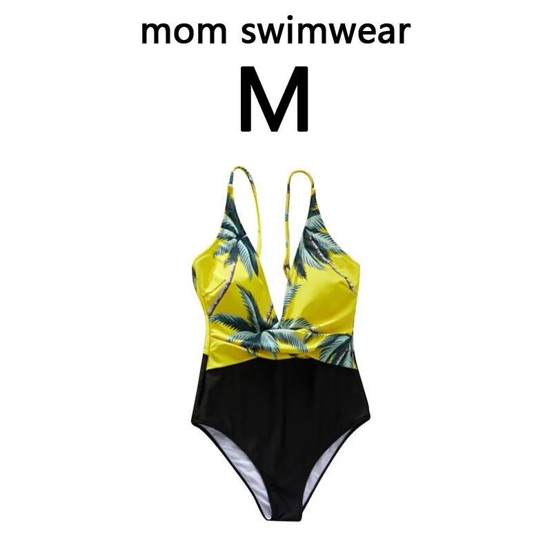 mom size M Женский купальник для мамы и дочки; Семейный комплект; купальный костюм с тропическим принтом кокосовой пальмы; пляжная одежда для мужчин и мальчиков; пляжные шорты - Цвет: mom size M