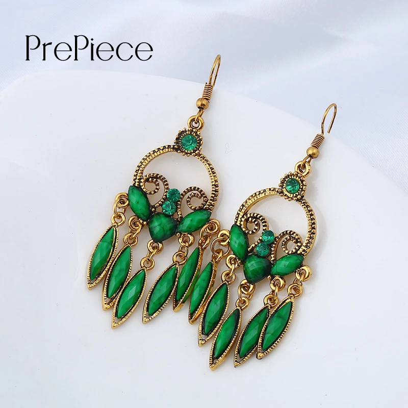 Prepiece Новый Винтаж полый бахромой Серьги Этническая Стиль Boho сплав золота