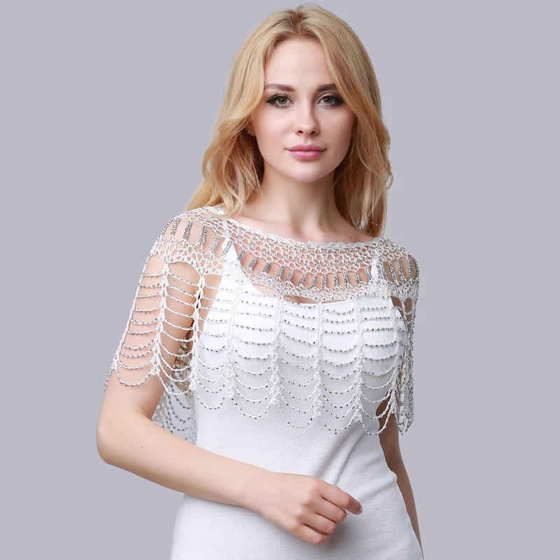 Летние пляжные женские шали ручной работы с бусинами ажурная короткая сетчатая