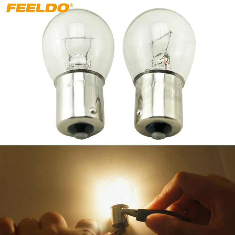 FEELDO 10pcs 24V 1156 BA15S S25 P21W Auto Clear Glass Lamp Turn Tail Bulb Truck Bus Indicator Halogen Lamp #MX1226