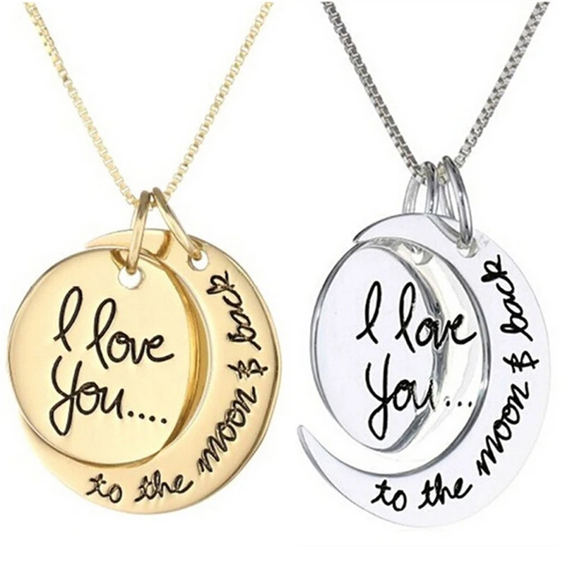 Серебряное ожерелье с надписью I Love You To the Moon and Back колье подвеской Forever для мужчин