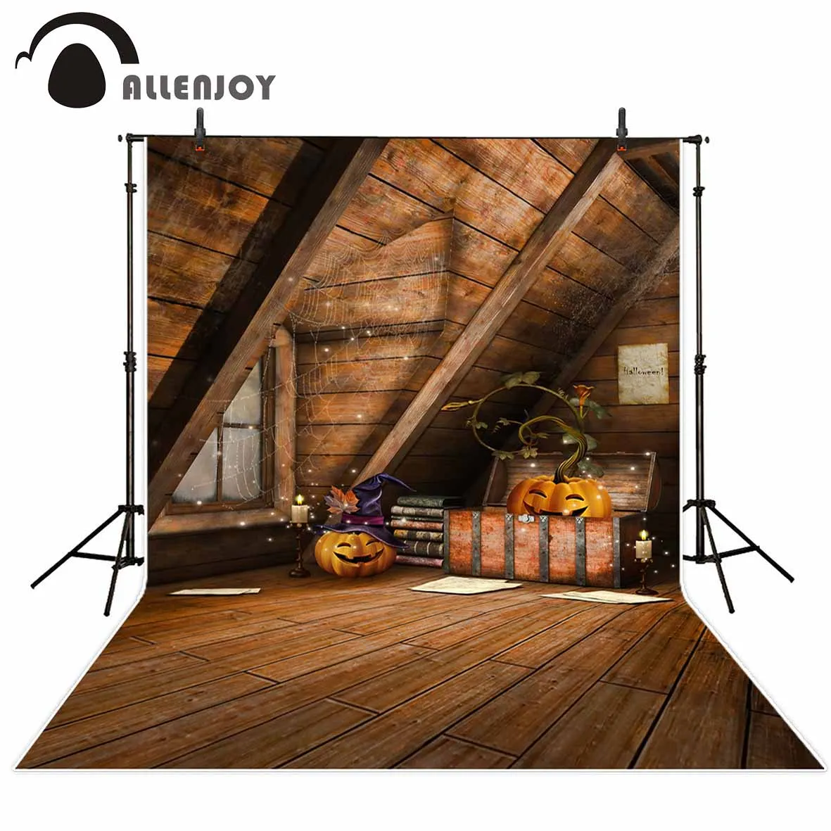Фон для фотосъемки Allenjoy Хэллоуин Тыква Лофт Паук Паутина свеча фон фотостудии