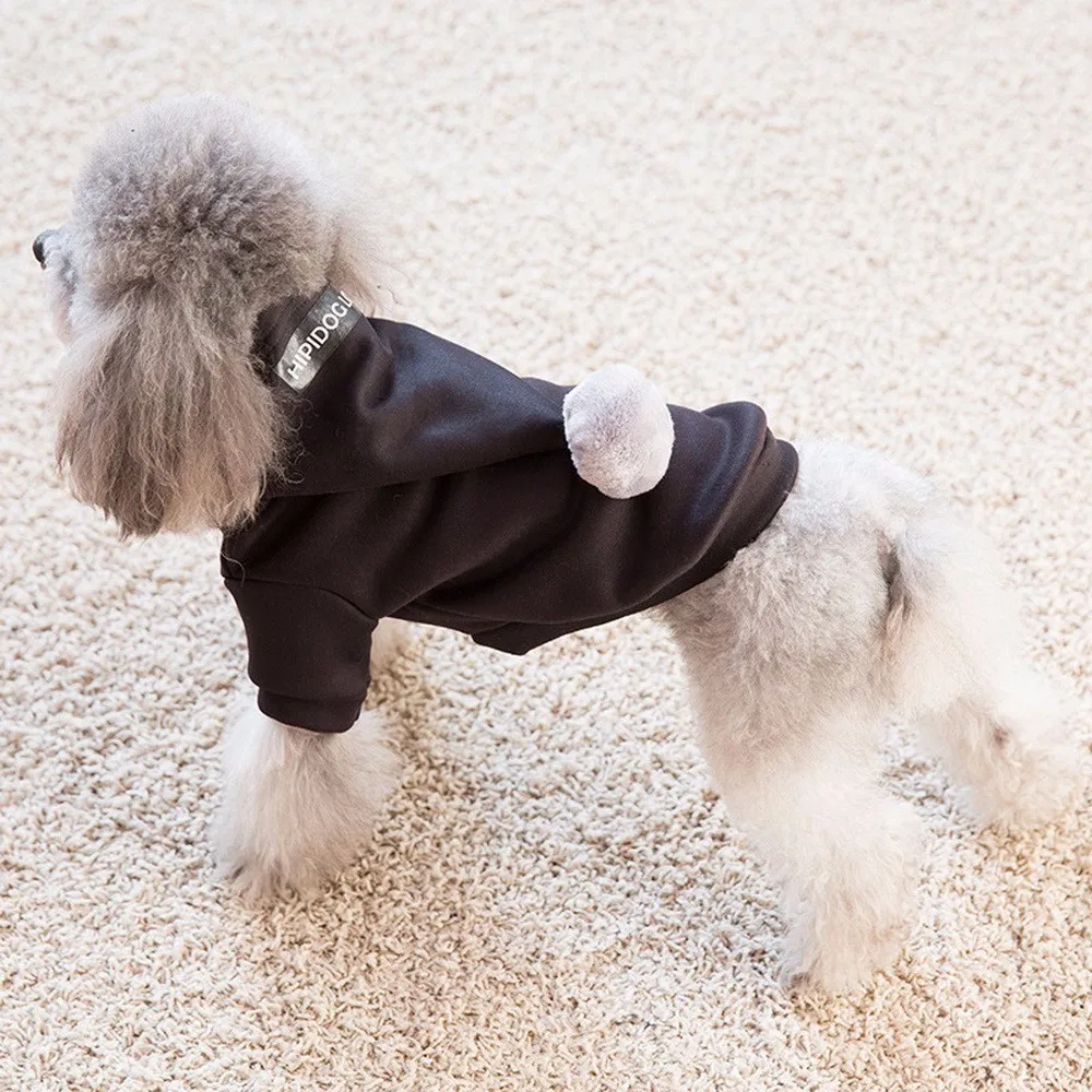 dog hoodies Winter New Pattern Pompon Hats Personality The Pets Black Bring Spring Clothes Poodle Bear Real Bipod CW-YF22 | Дом и сад