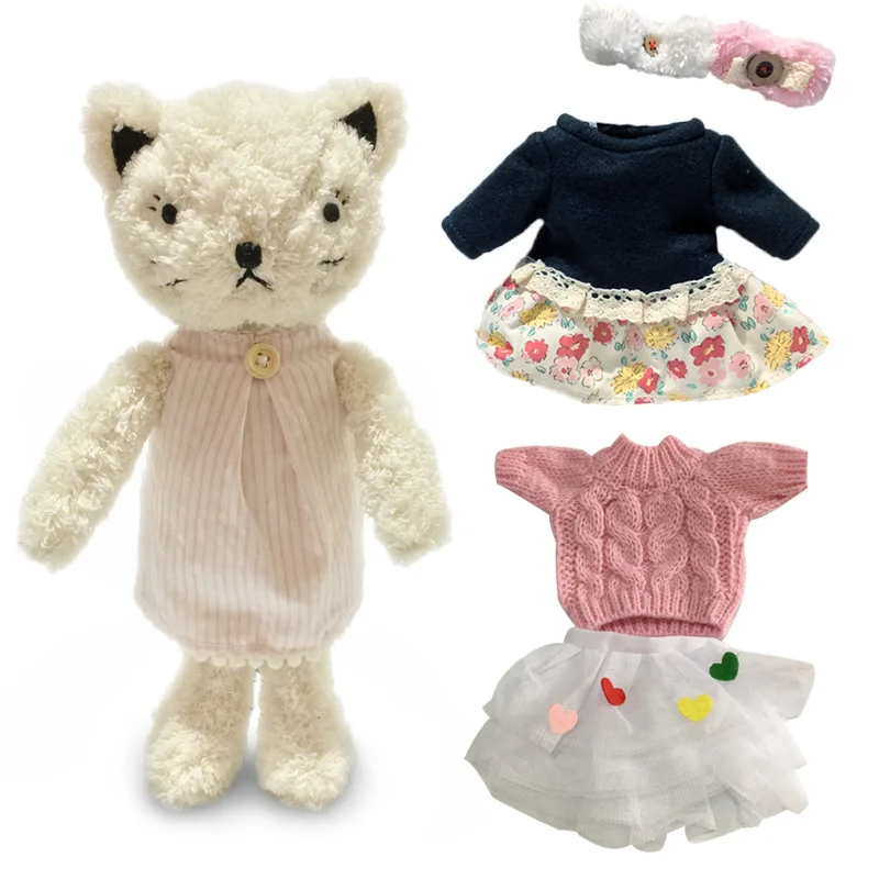 Style 09 1 комплект Kawaii кошки плюшевые куклы с сменной одеждой чучело мягкие игрушки для детей девочек детские игрушки подарок(1 Кот и 2 одежды - Цвет: Style 09