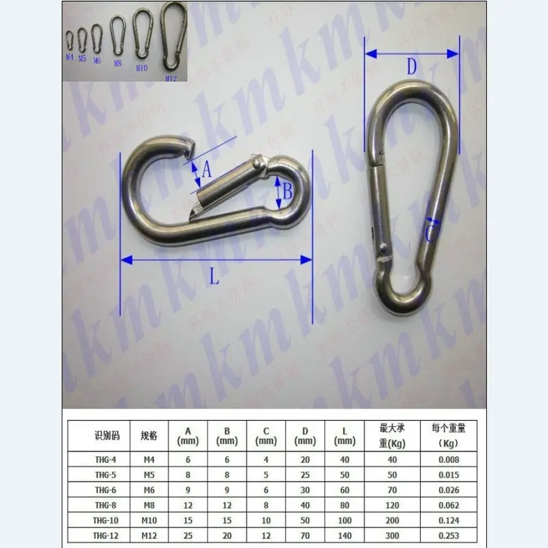 100 шт./лот m5x50 мм маленькие карабины из нержавеющей стали DIN5299C|stainless spring hook|snap