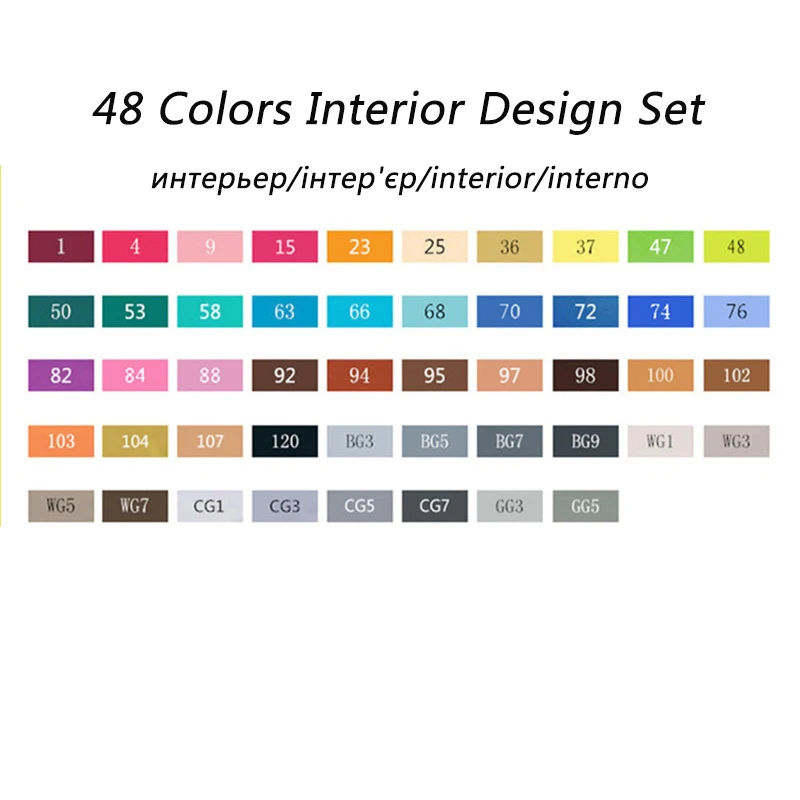 48 Interior Design Touchnew 168 цветов Набор художников двойная головка набор маркеров для эскизов для экологически чистых школьных принадлежностей маркер ручка дизайн маркер - Цвет: 48 Interior Design