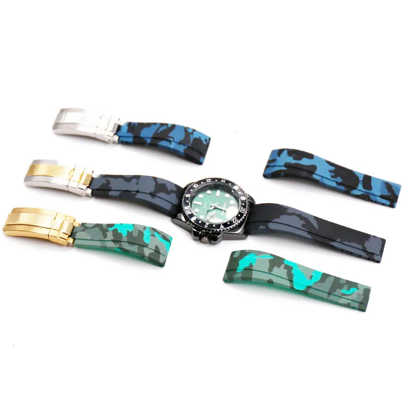 Men's rubber strap watch accessories buckle for Rolex Ditong take water ghost silicone strap 20mm waterproof bracelet watch band