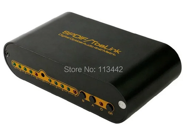 Spdif / Toslink Optical Digital Audio 4x2 True Matrix Switch with Remote Control up to 40m |