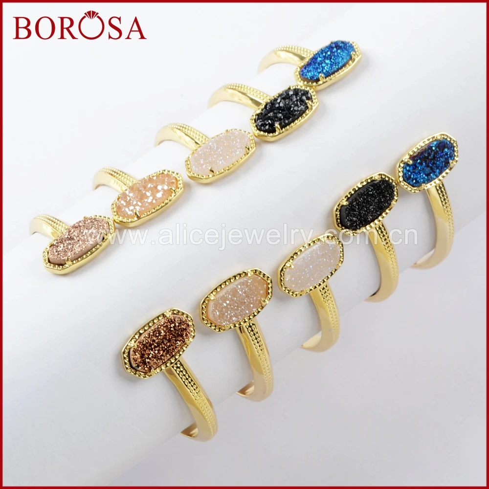 BOROSA 5 шт. Модный золотой цвет коготь шестиугольник двойной Радуга Титан Druzy