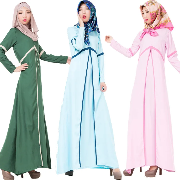 Взрослый мусульманский костюм Девушка длинное платье Праздничная морская