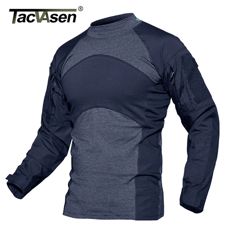 TACVASEN, мужская летняя тактическая футболка, армейская футболка, хлопковая, с длинным рукавом, для страйкбола, рубашки для выступлений, пейнтбол, военная одежда