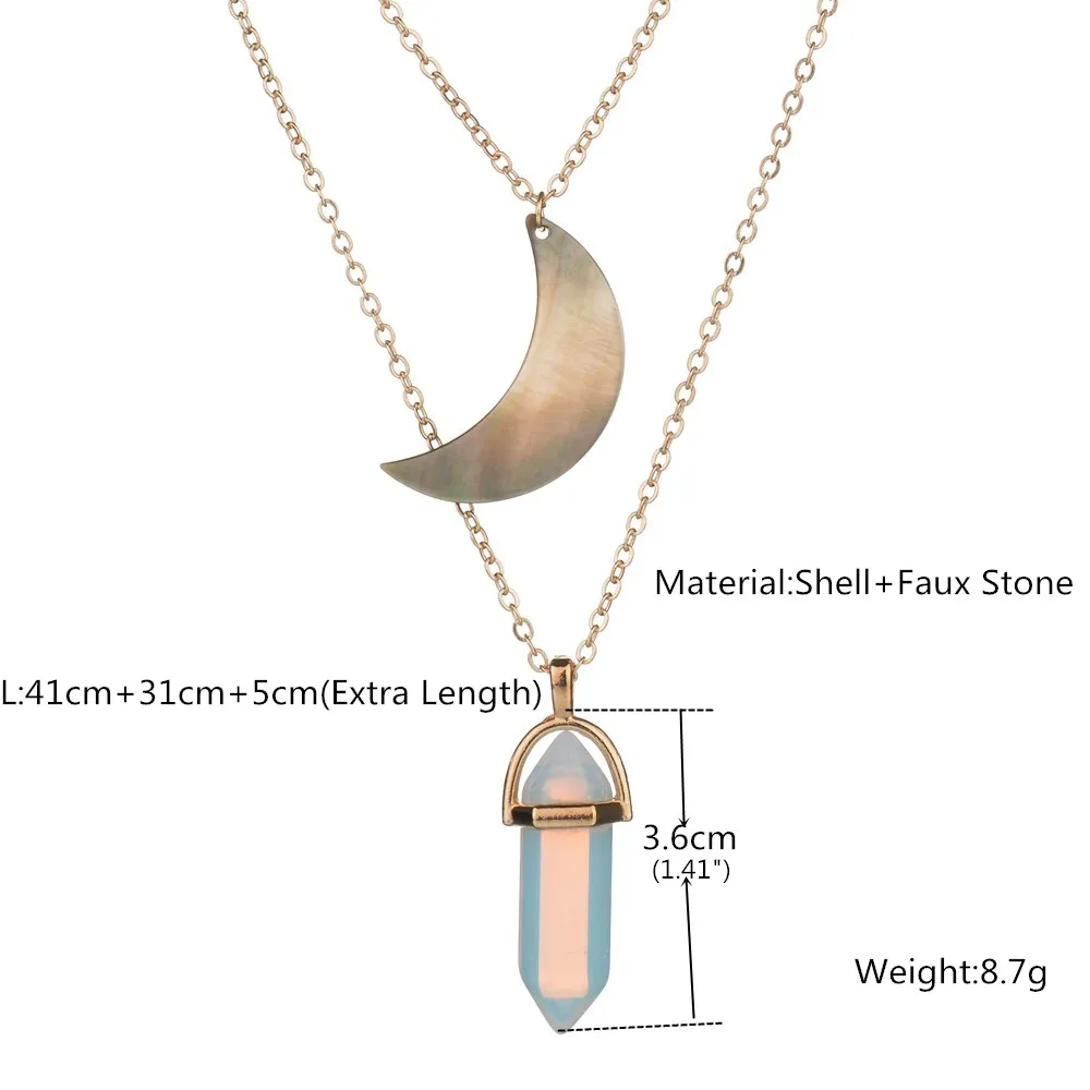 GEREIT ожерелье с подвеской винтажное Двухслойное Золотое женское в форме Луны