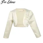 Бежевая детская одежда с длинным рукавом для девочек, куртка-болеро, искусственное платье, верхняя одежда, вечерние куртки, Обложка