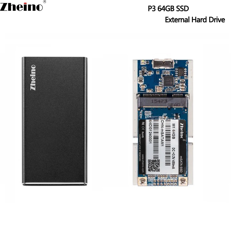 Zheino P3 USB3.0 64 ГБ SSD Портативный внешний жесткий диск Алюминий супер Скорость с mSATA