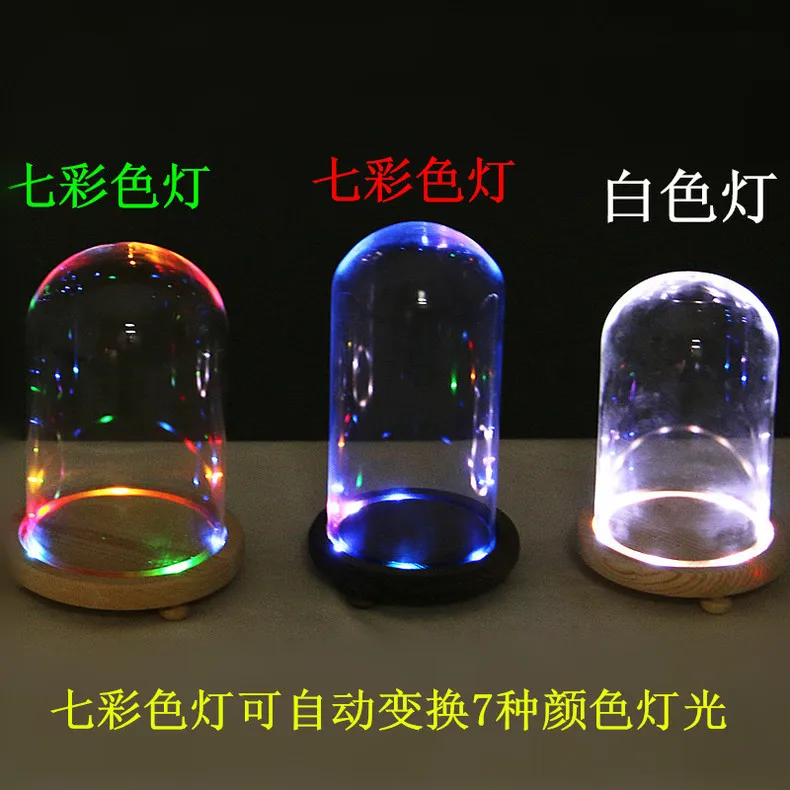 Современный Стеклянный ночной Светильник s Dome Cloche Cover Декор сухие цветочные украшения ручной работы ремесло банка дерево цвет база с ногами светодиодный светильник