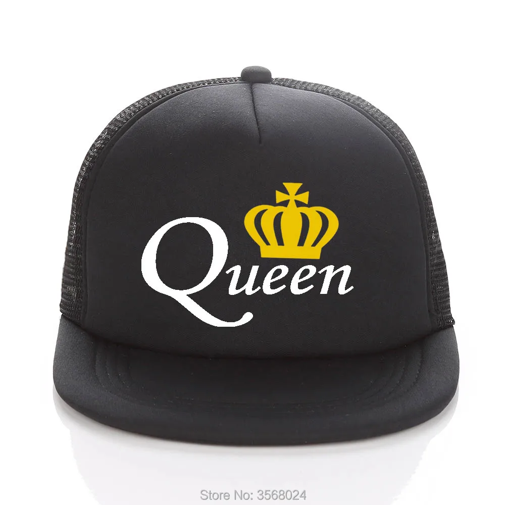 Бейсболка King queen с принтом для влюбленных, сетчатая бейсболка с козырьком, мужские женские шапки, Золотая Корона, дорожная Королевская корона, s