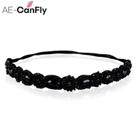 ae canfly vintage black queen shiny crystal beads elastic headband women hair accessorie 1h5004