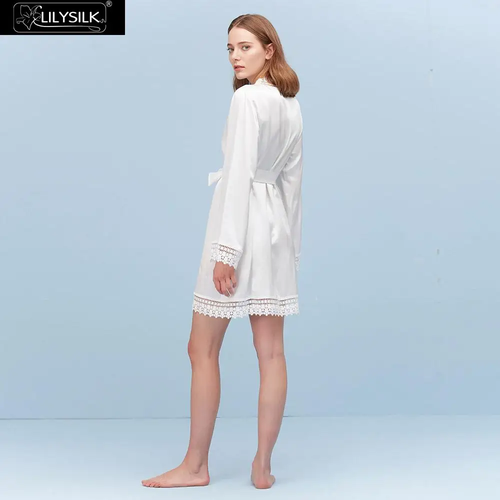 LilySilk шелковый халат 22 Momme Повседневная кружевная Роскошная Новая женская