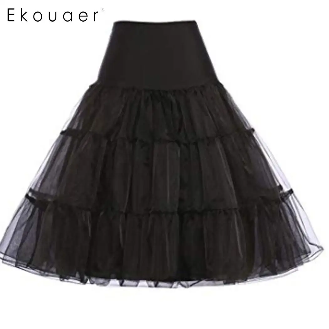 Ekouaer, модная женская юбка, Нижняя юбка, повседневная, однотонная, кружевная отделка, свободная, летняя, длинная, слипы, юбки, нижнее белье