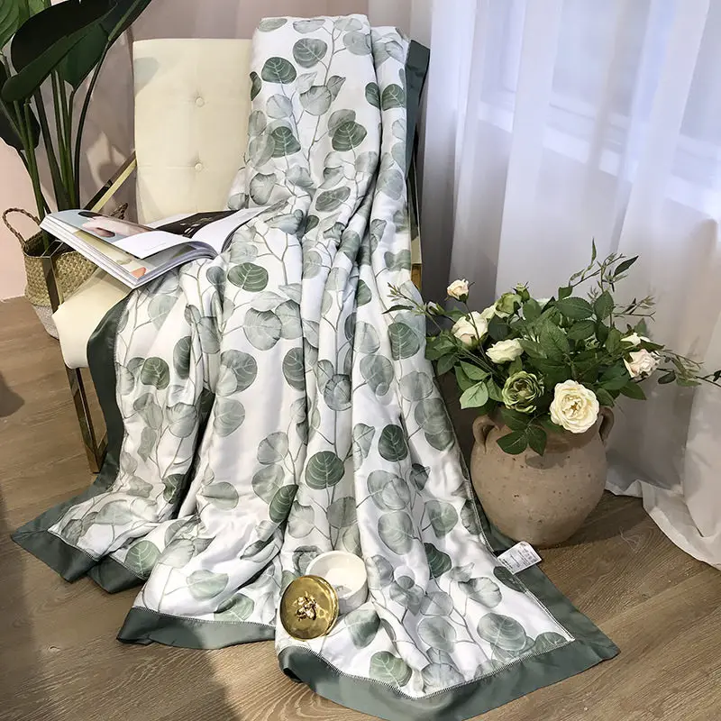 lvxia 60 S Tencel хлопковые летние стеганые одеяла одеяло с растительным принтом кровать одеяло King size покрывало для мальчиков ленивая кровать домашний текстиль colchas - Цвет: lvxia
