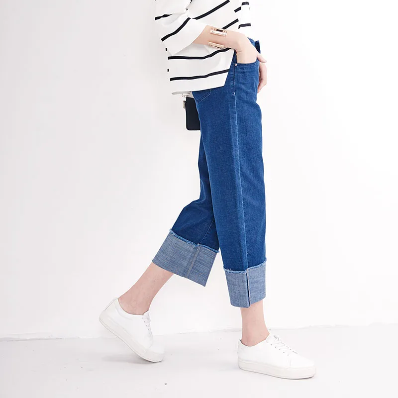 YERAD Wide Leg Jeans for Women Patchwork Straight Palazzo Summer Ankle Length Denim Pants |