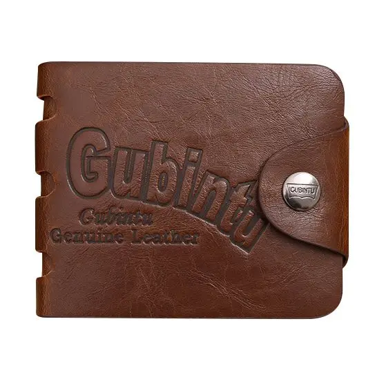 FGGS-GUBINTU 1 coffee leather man retro creative wallet short paragraph Oblique buckle with hole hunter 12*10*1.8cm |