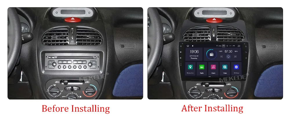 MEKEDE HD 1024X600 1 din 9 дюймов 4 ядра Android 9,0 автомобильный dvd-плеер для peugeot 206 авто gps навигация радио мультимедиа BT wifi