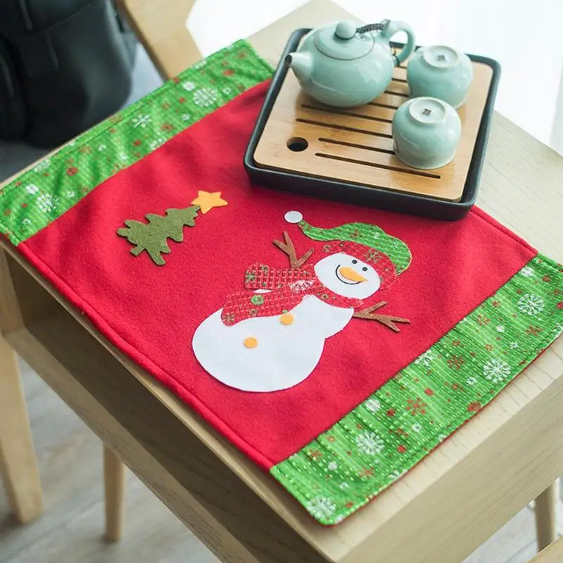 Рождественский Настольный коврик нож вилка крышка Xmas блюдо чашка Нескользящая