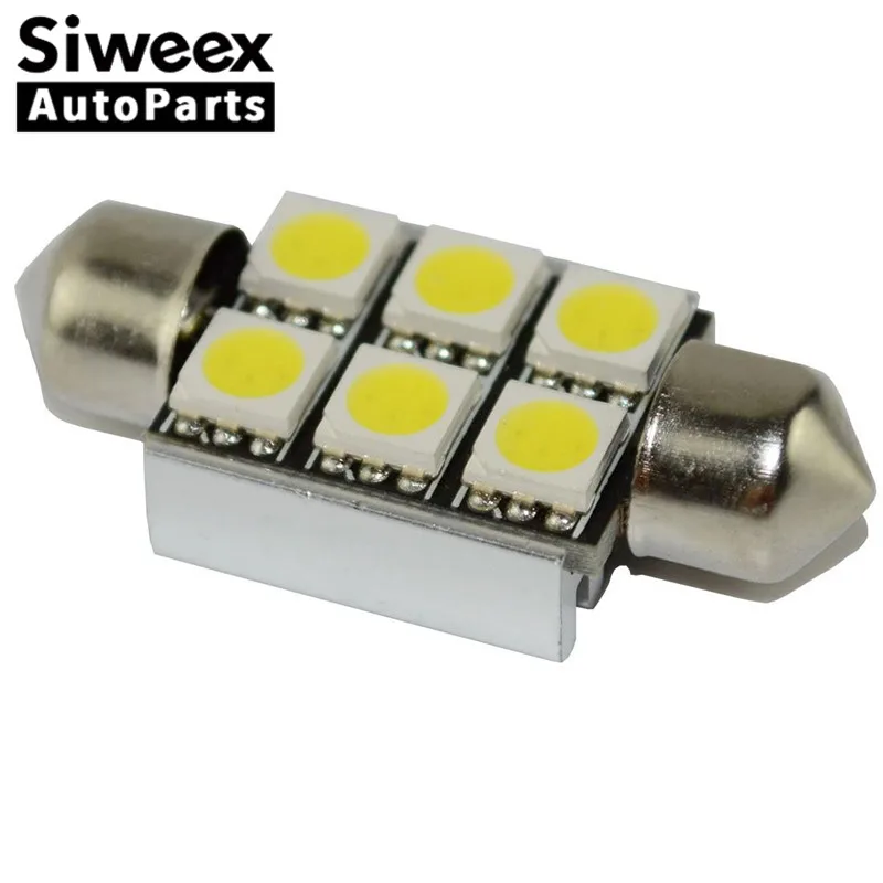 2x супер яркий 39 мм основание 12 В Белый 6 LED 5050 SMD свет с алюминиевым корпусом CANBUS