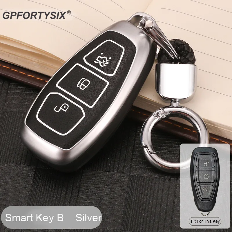 Silver-smart key B Светящийся сплав для стилизации автомобильного пульта Брелок чехол для ключей для Ford Fiesta Focus 3 4 MK3 MK4 Mondeo Ecosport Kuga Focus ST - Название цвета: Silver-smart key B