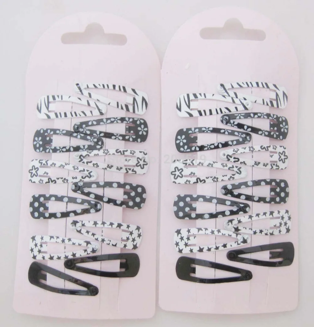 

HJ0087 Printed clips for hair 72pcs 32mm (12pcs/card) Mixed colors hair clip girl hair accessories