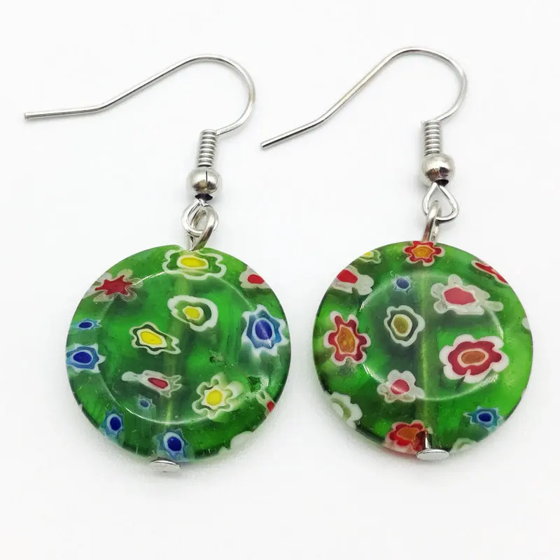 20 пар стеклянных подвесных муранских разноцветных сережек 18 мм|colorful earrings|earrings