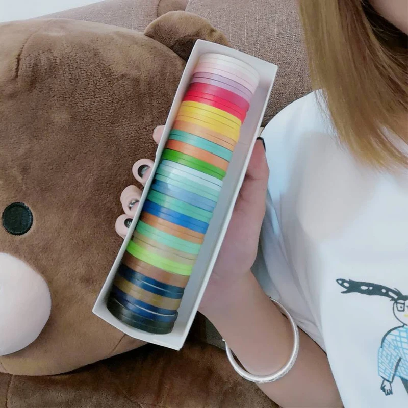 50 Rolls 3 мм * м васи ленты яркие однотонные цветная маскирующая лента тонкий