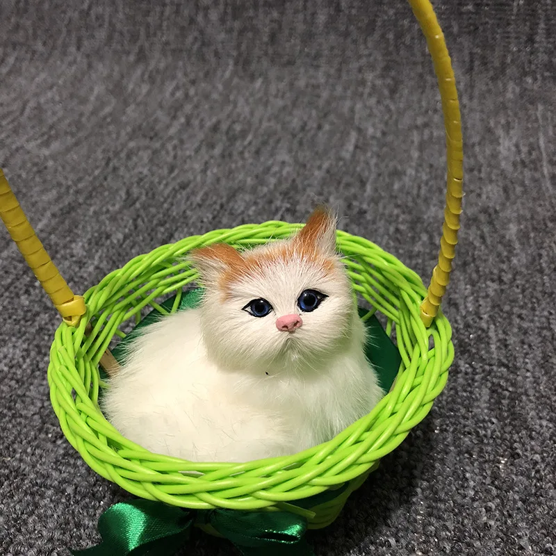 Имитация ручной корзины котенка маленькая кошка кролик лиса олень подарок на