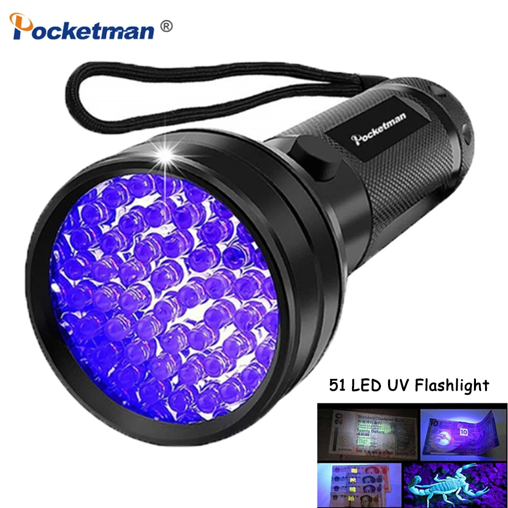 

Pocketman New UV Flashlight 51 LED 395 nM Ultraviolet Lamp Torch Detector for Dog Urine, Pet Stains and Bed Bug z90 2019