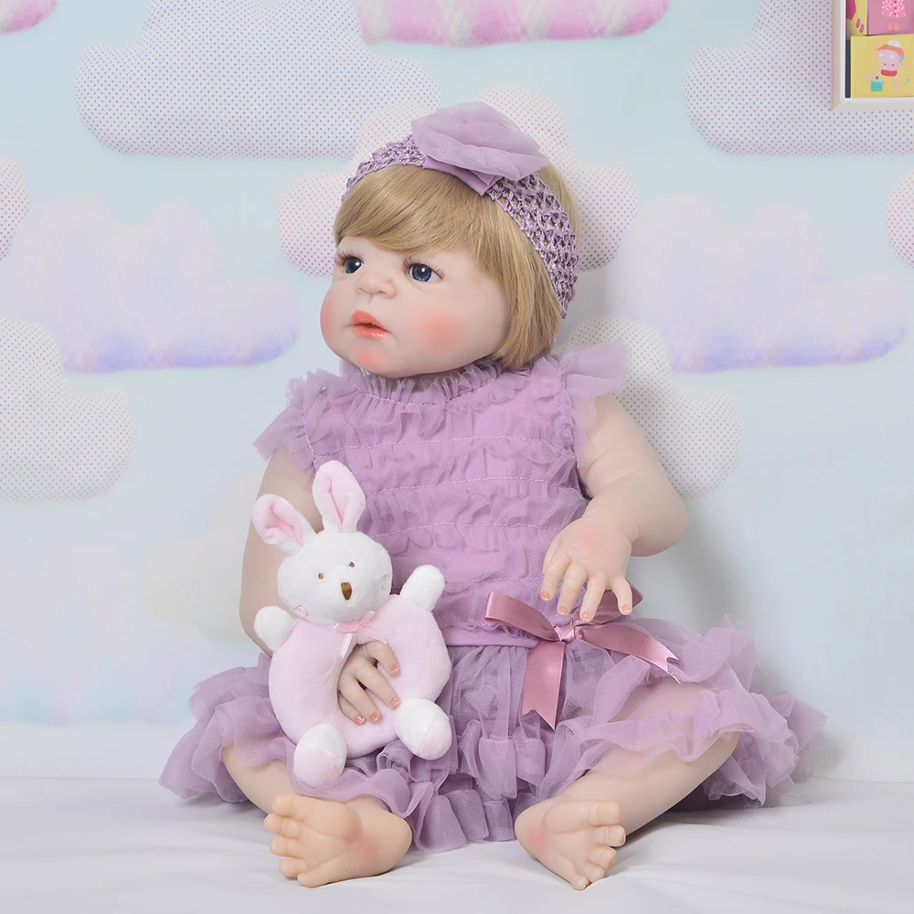 

55cm bebes reborn Full body silicone reborn baby girl doll toys lifelike newborn princess babies doll for sale kids gifts