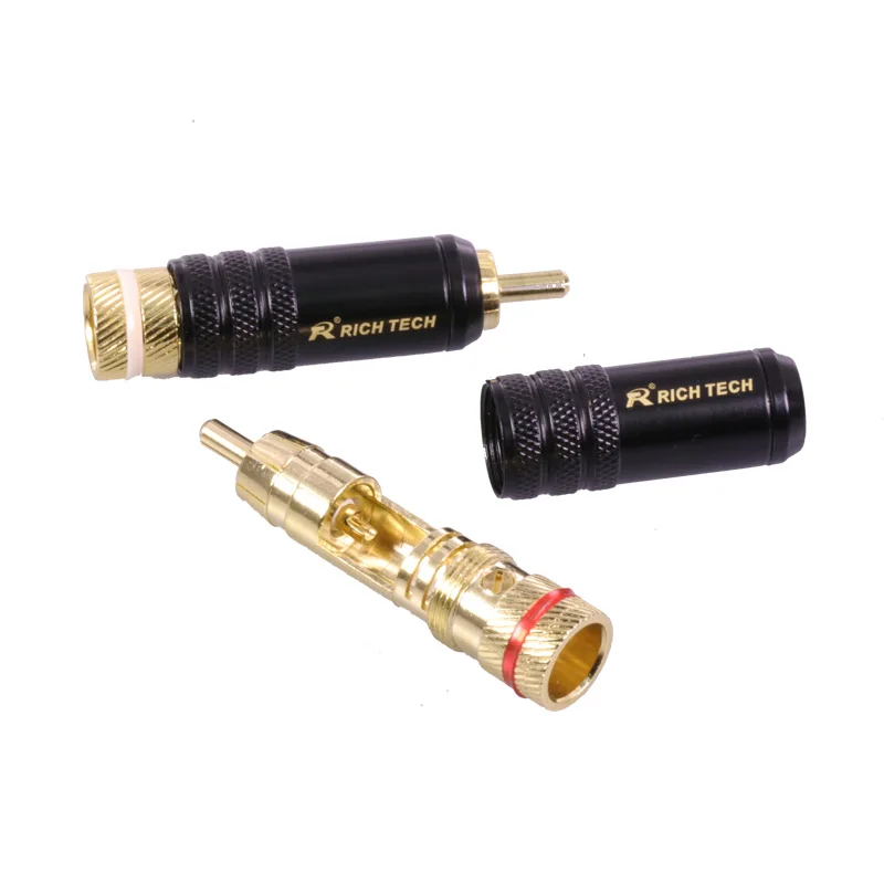 2 шт./лот Позолоченные Медь RCA Plug прочный винты разъема блокировки пайки